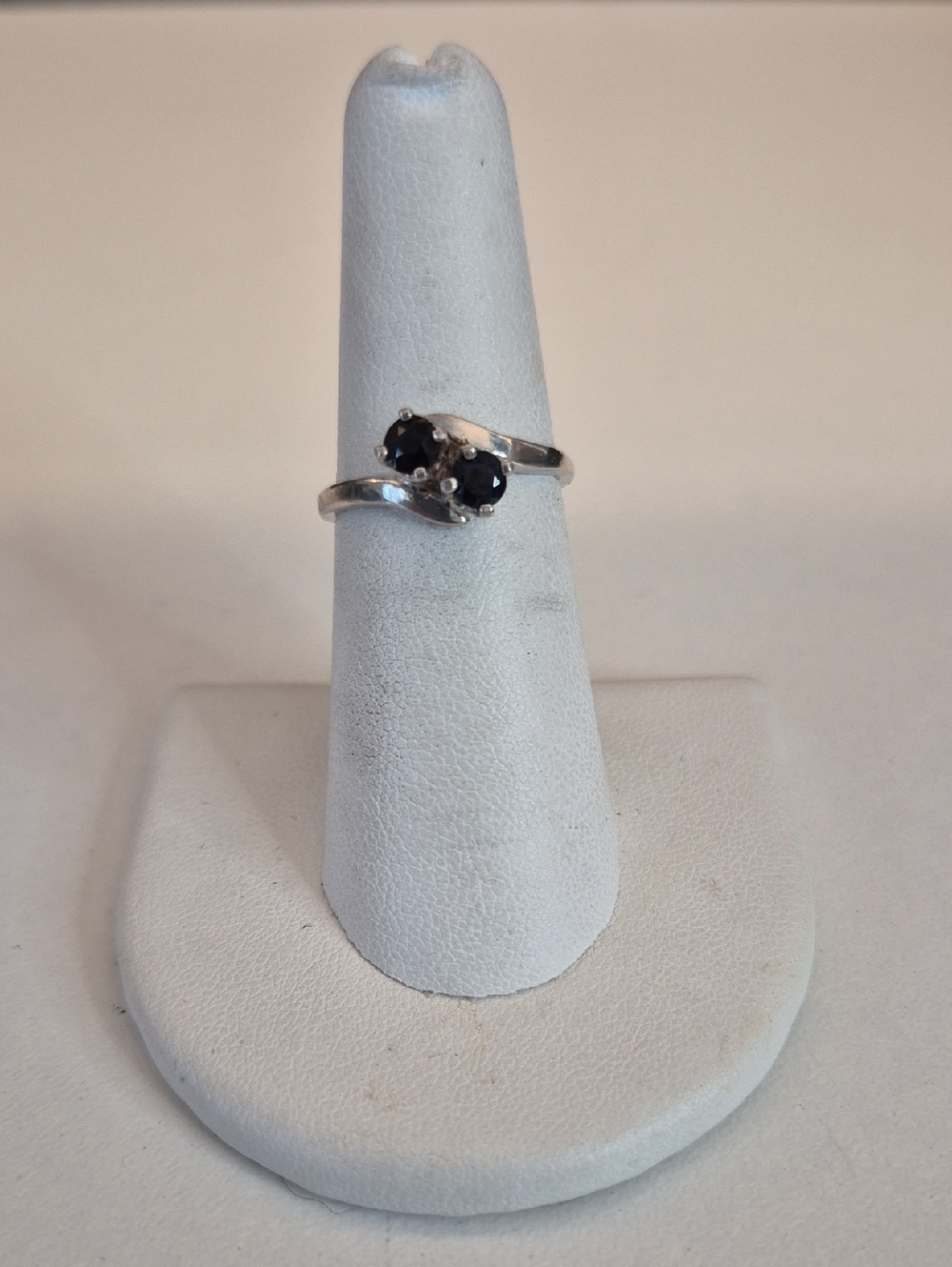 Sterling Silver and Double Navy Blue Round Bypass Accent Stones - Picture 4 of 6